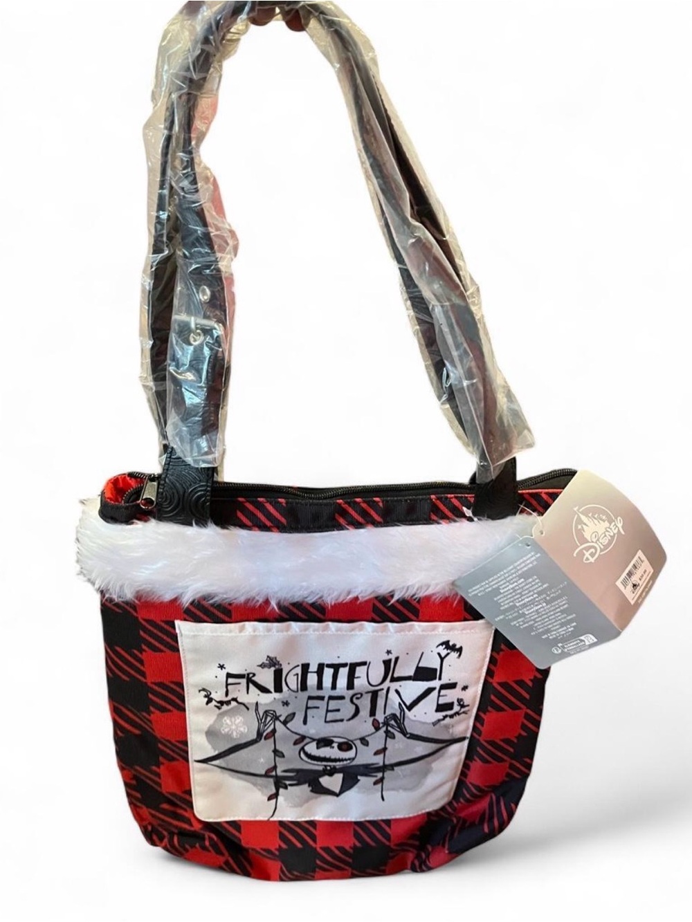 Disneyland Nightmare Before Red and Black Plaid 'Frightfully Festive' Tote